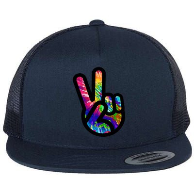 Retro Peace Sign Hand Flat Bill Trucker Hat