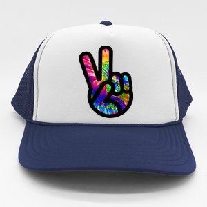 Retro Peace Sign Hand Trucker Hat