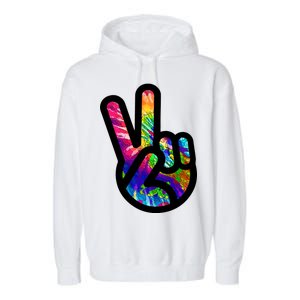 Retro Peace Sign Hand Garment-Dyed Fleece Hoodie