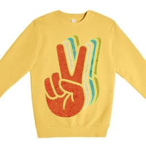 Retro Peace Symbol Hand Premium Crewneck Sweatshirt