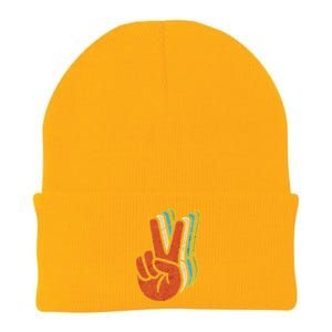 Retro Peace Symbol Hand Knit Cap Winter Beanie