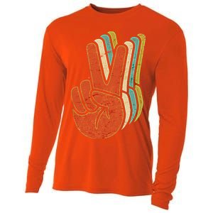 Retro Peace Symbol Hand Cooling Performance Long Sleeve Crew