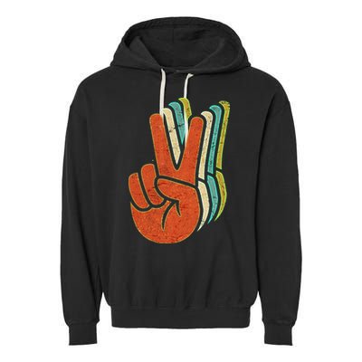 Retro Peace Symbol Hand Garment-Dyed Fleece Hoodie