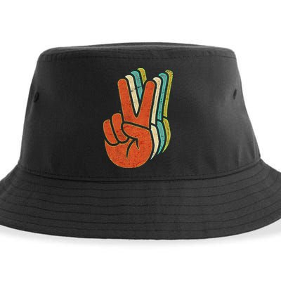 Retro Peace Symbol Hand Sustainable Bucket Hat