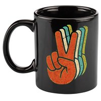 Retro Peace Symbol Hand 11oz C Handle Ceramic Mug
