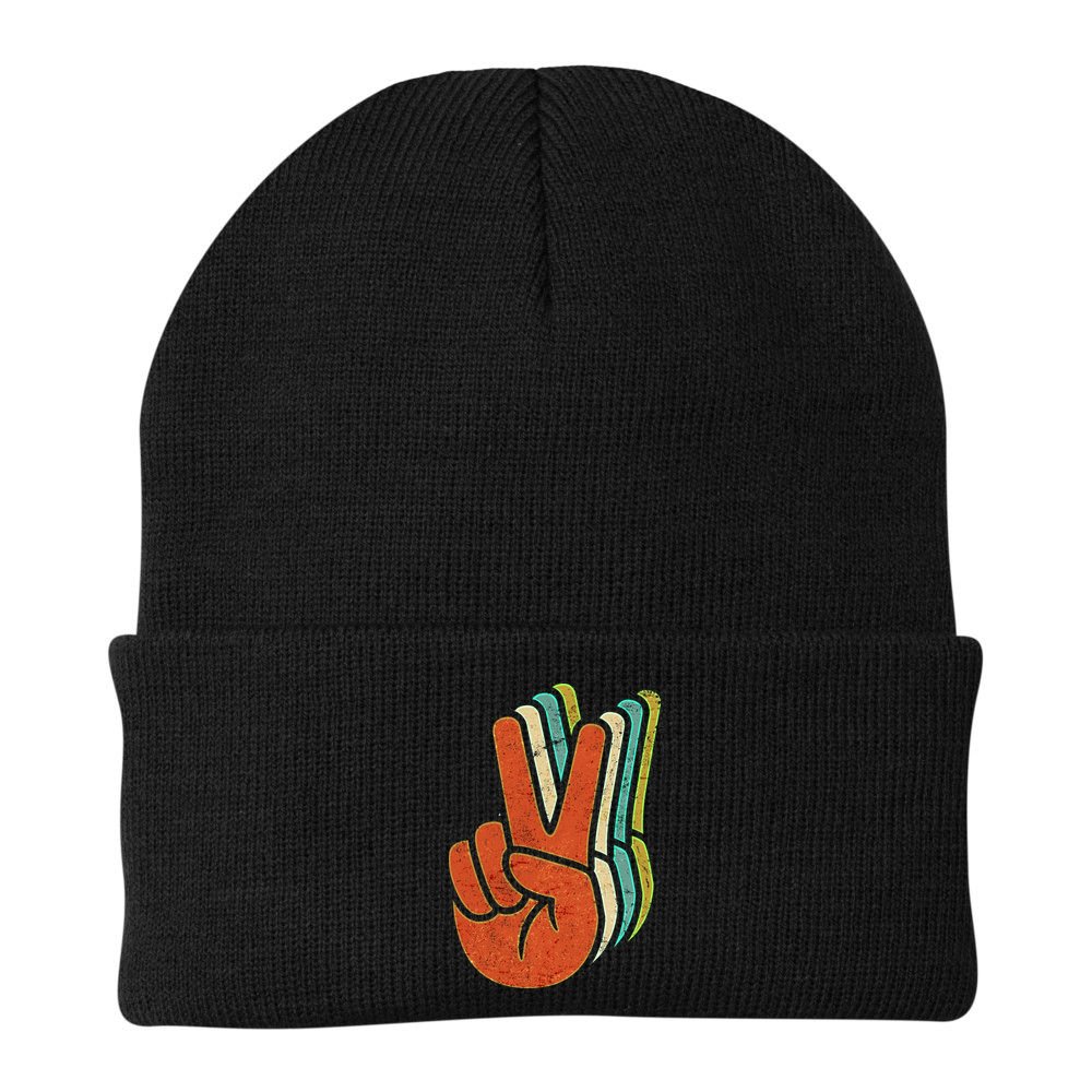 Retro Peace Symbol Hand Beanie