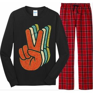 Retro Peace Symbol Hand Long Sleeve Pajama Set