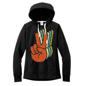 Retro Peace Symbol Hand Women's Fleece Hoodie