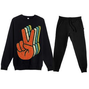 Retro Peace Symbol Hand Premium Crewneck Sweatsuit Set