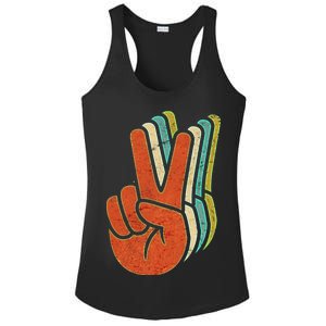 Retro Peace Symbol Hand Ladies PosiCharge Competitor Racerback Tank