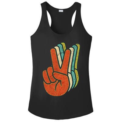 Retro Peace Symbol Hand Ladies PosiCharge Competitor Racerback Tank