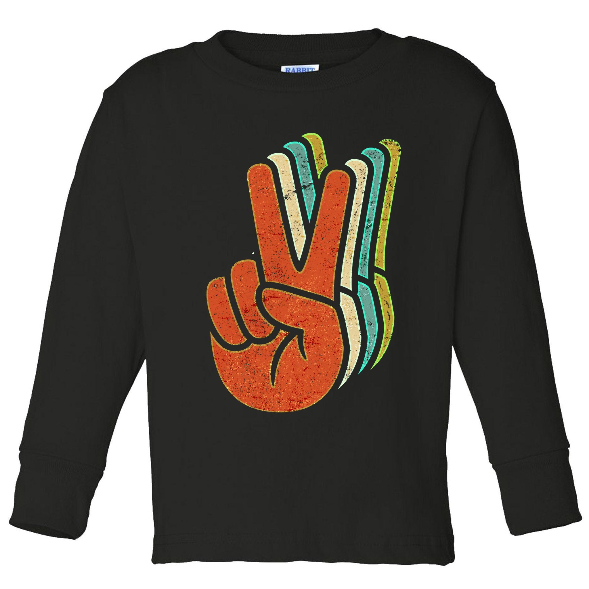 Retro Peace Symbol Hand Toddler Long Sleeve Shirt