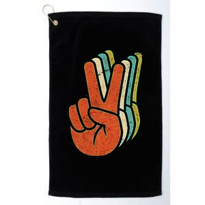 Retro Peace Symbol Hand Platinum Collection Golf Towel