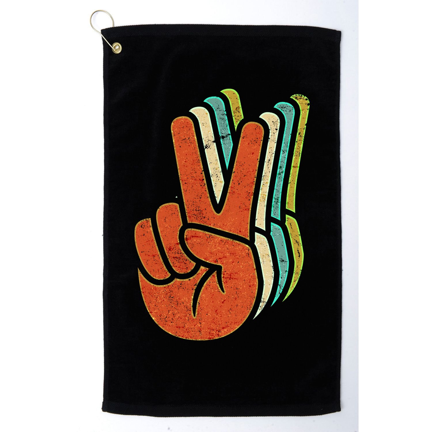 Retro Peace Symbol Hand Golf Towel