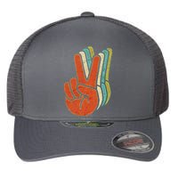 Retro Peace Symbol Hand Flexfit Unipanel Trucker Cap