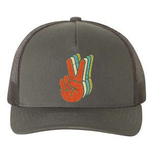 Retro Peace Symbol Hand Yupoong Adult 5-Panel Trucker Hat