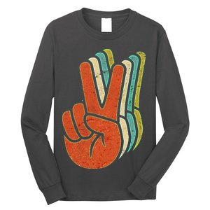 Retro Peace Symbol Hand Long Sleeve Shirt