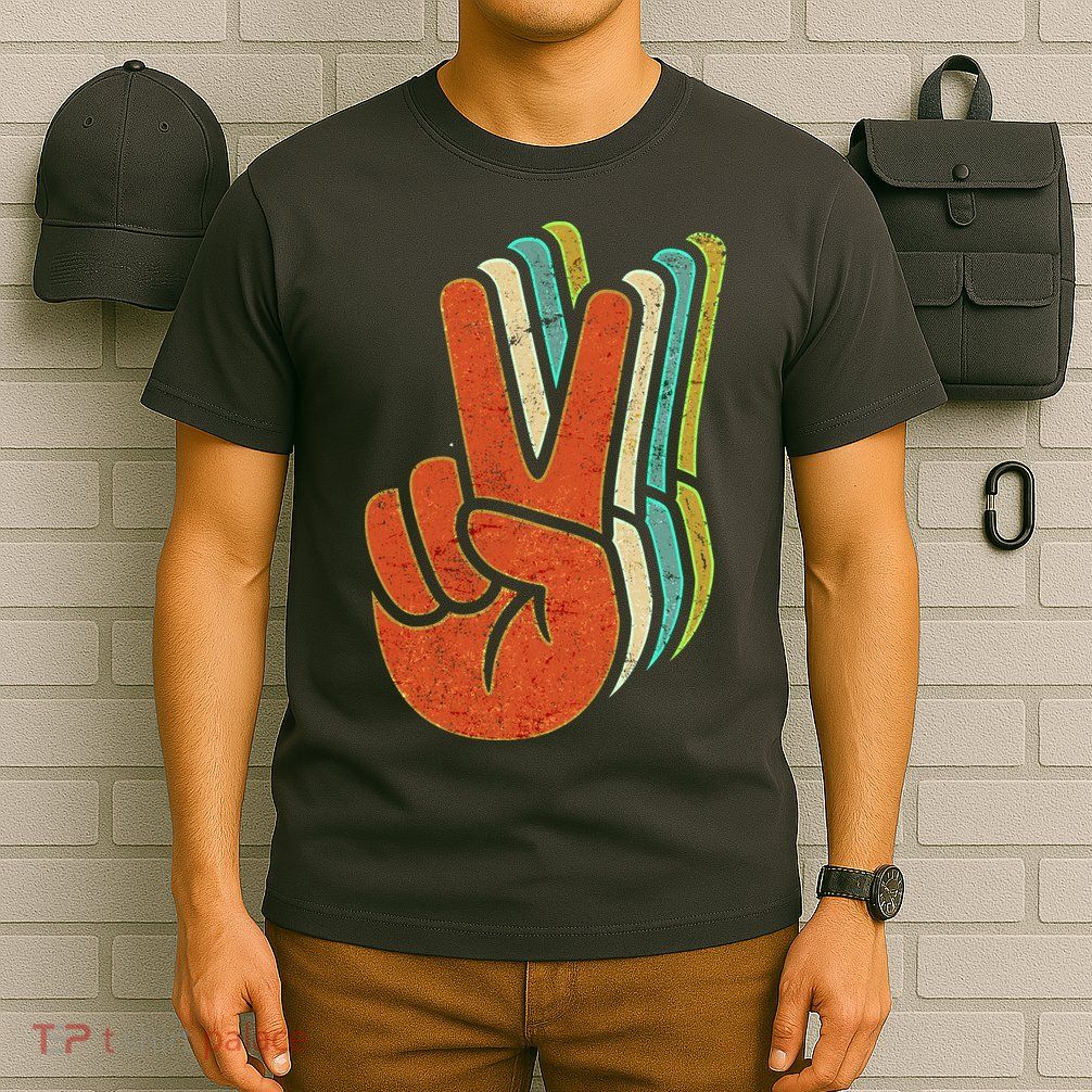 Retro Peace Symbol Hand T-Shirt