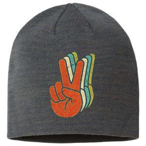 Retro Peace Symbol Hand Sustainable Beanie