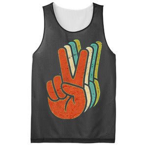 Retro Peace Symbol Hand Mesh Reversible Basketball Jersey Tank