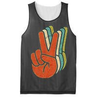 Retro Peace Symbol Hand Mesh Reversible Basketball Jersey Tank