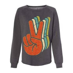 Retro Peace Symbol Hand Womens California Wash Sweatshirt