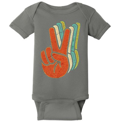 Retro Peace Symbol Hand Baby Bodysuit