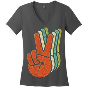 Retro Peace Symbol Hand Women's V-Neck T-Shirt