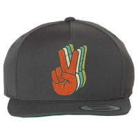 Retro Peace Symbol Hand Wool Snapback Cap