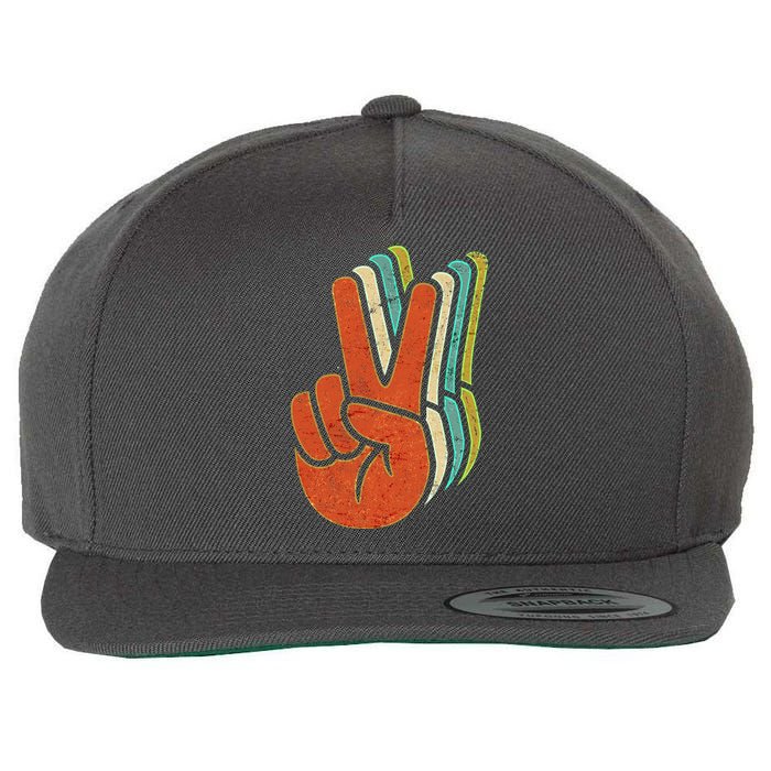 Retro Peace Symbol Hand Wool Snapback Cap