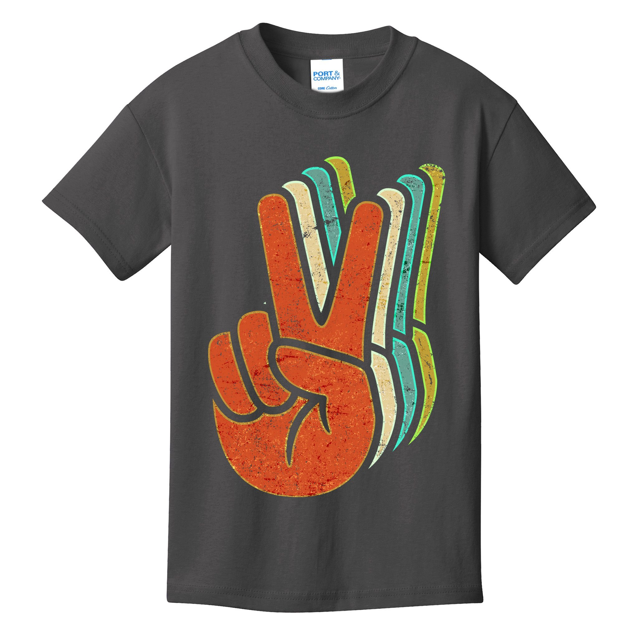 Retro Peace Symbol Hand Kids T-Shirt