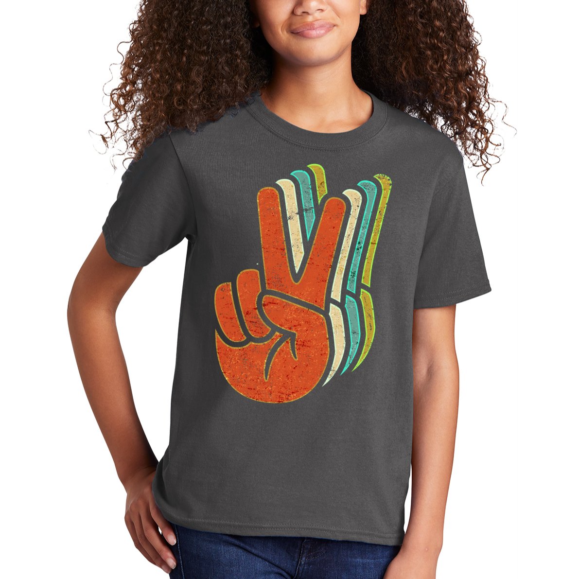 Retro Peace Symbol Hand Kids T-Shirt