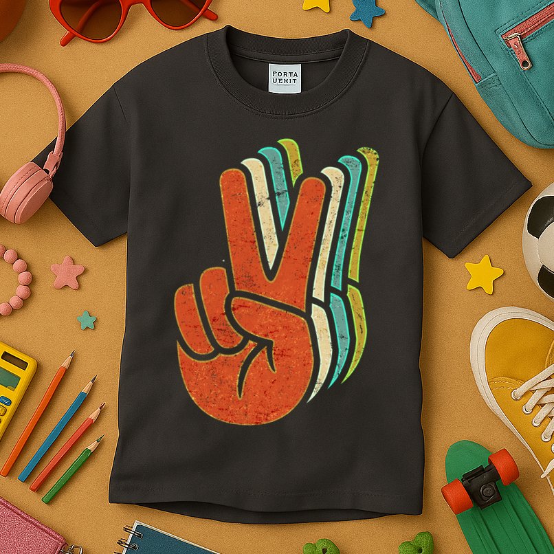 Retro Peace Symbol Hand Kids T-Shirt