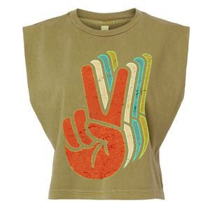 Retro Peace Symbol Hand Garment-Dyed Women's Muscle Tee