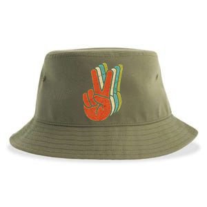 Retro Peace Symbol Hand Sustainable Bucket Hat