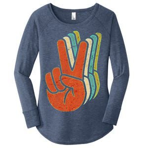 Retro Peace Symbol Hand Women's Perfect Tri Tunic Long Sleeve Shirt