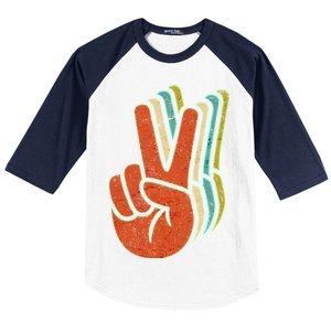 Retro Peace Symbol Hand Baseball Sleeve Shirt