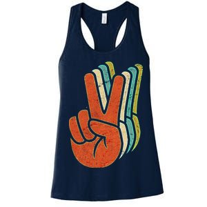 Retro Peace Symbol Hand Women's Racerback Tank