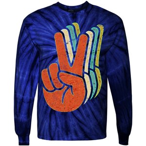 Retro Peace Symbol Hand Tie-Dye Long Sleeve Shirt