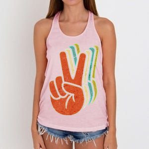 Retro Peace Symbol Hand Women's Knotted Racerback Tank