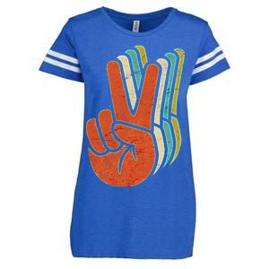 Retro Peace Symbol Hand Enza Ladies Jersey Football T-Shirt