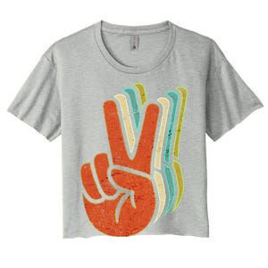 Retro Peace Symbol Hand Women's Crop Top Tee