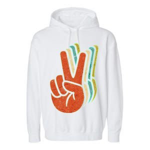 Retro Peace Symbol Hand Garment-Dyed Fleece Hoodie