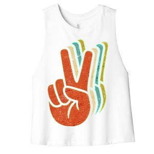 Retro Peace Symbol Hand Women's Racerback Cropped Tank