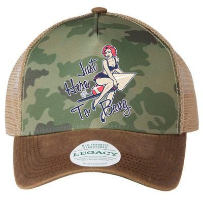 Retro Pin Up Just Here To Bang Legacy Tie Dye Trucker Hat