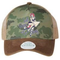 Retro Pin Up Just Here To Bang Legacy Tie Dye Trucker Hat