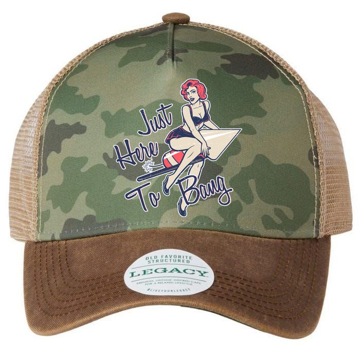 Retro Pin Up Just Here To Bang Legacy Tie Dye Trucker Hat