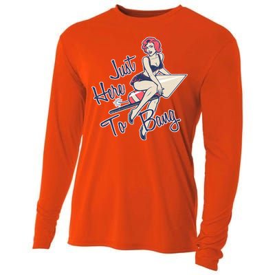 Retro Pin Up Just Here To Bang Cooling Performance Long Sleeve Crew