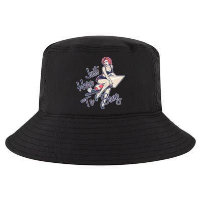 Retro Pin Up Just Here To Bang Cool Comfort Performance Bucket Hat