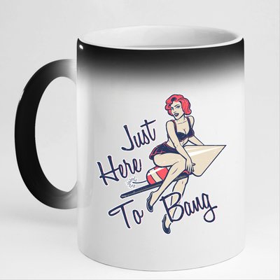 Retro Pin Up Just Here To Bang 11oz Black Color Changing Mug